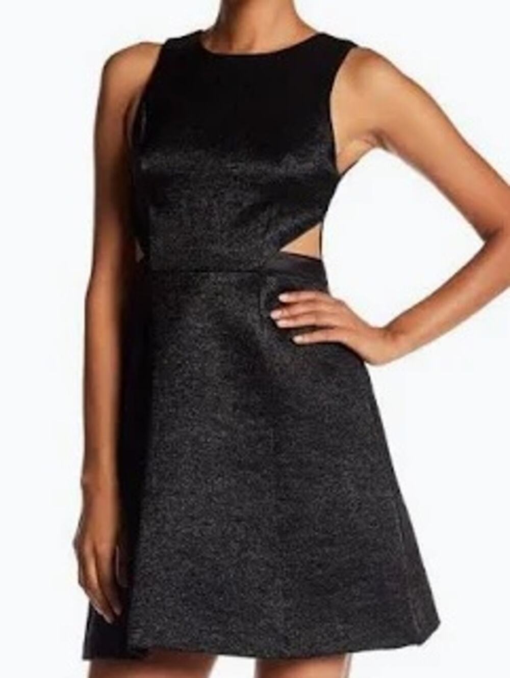 Halston Heritage Womens Party Dress LBD Shimmer Cut Out Sexy Night Out Glam 6